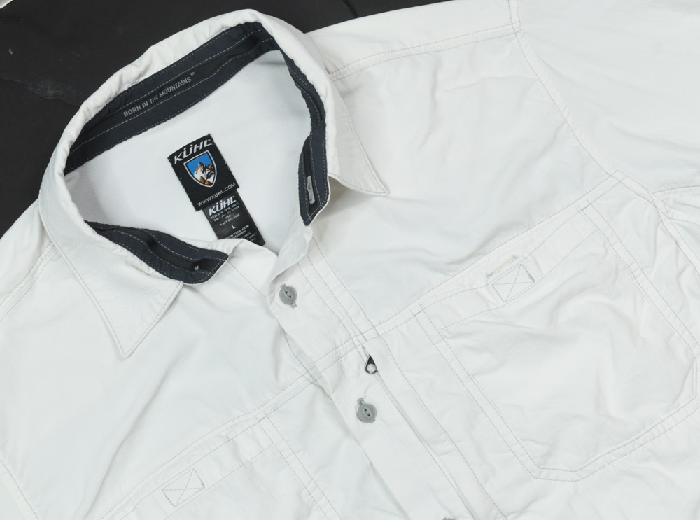 Kuhl Stealth Shirt Mens Large White Long Sleeve Button-Up Stretch Hiking